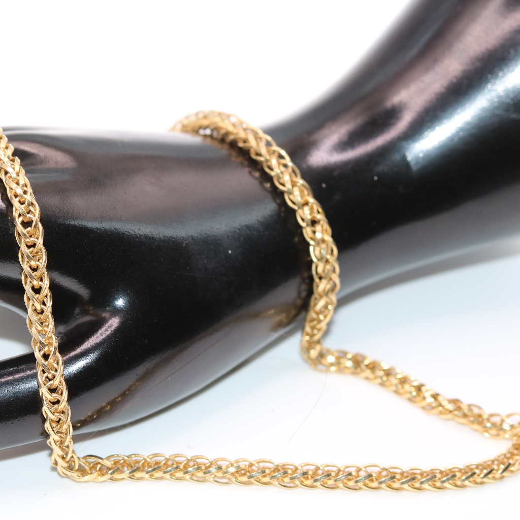 Italy Gold Plated Sterling Silver Thick Woven Rope Chain Necklace